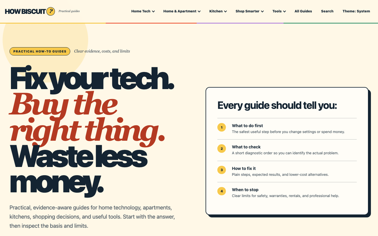 Homepage of How Biscuit, a Boho-owned public property.